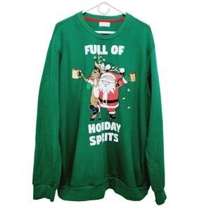 Holiday Time Mens Christmas Sweatshirt With Lights Size XL Holiday Spirits Green